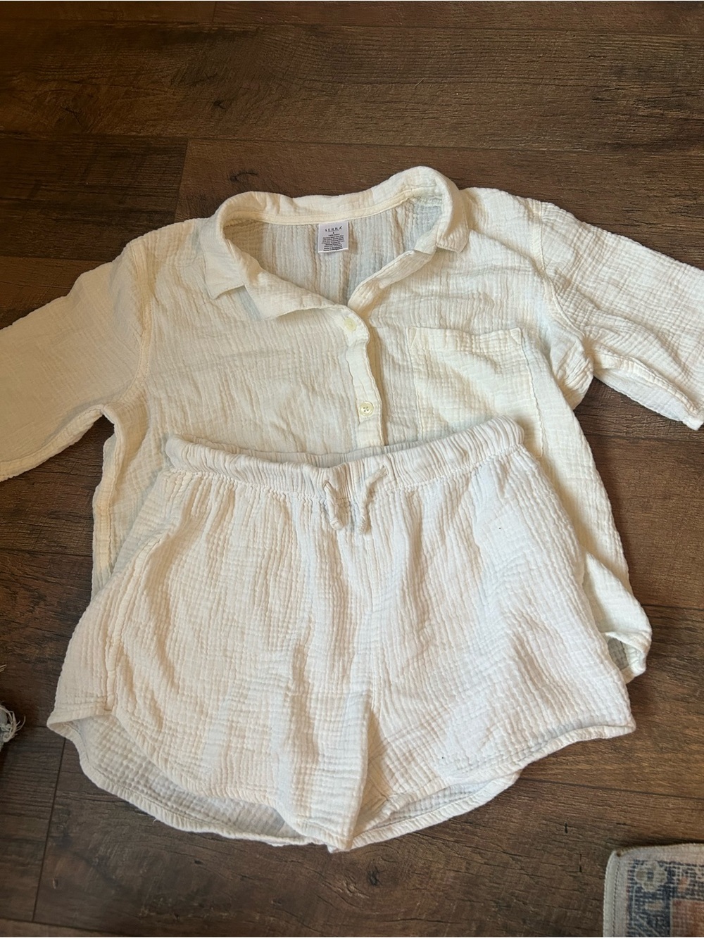 Serra Cream Gauze Button-Up Top